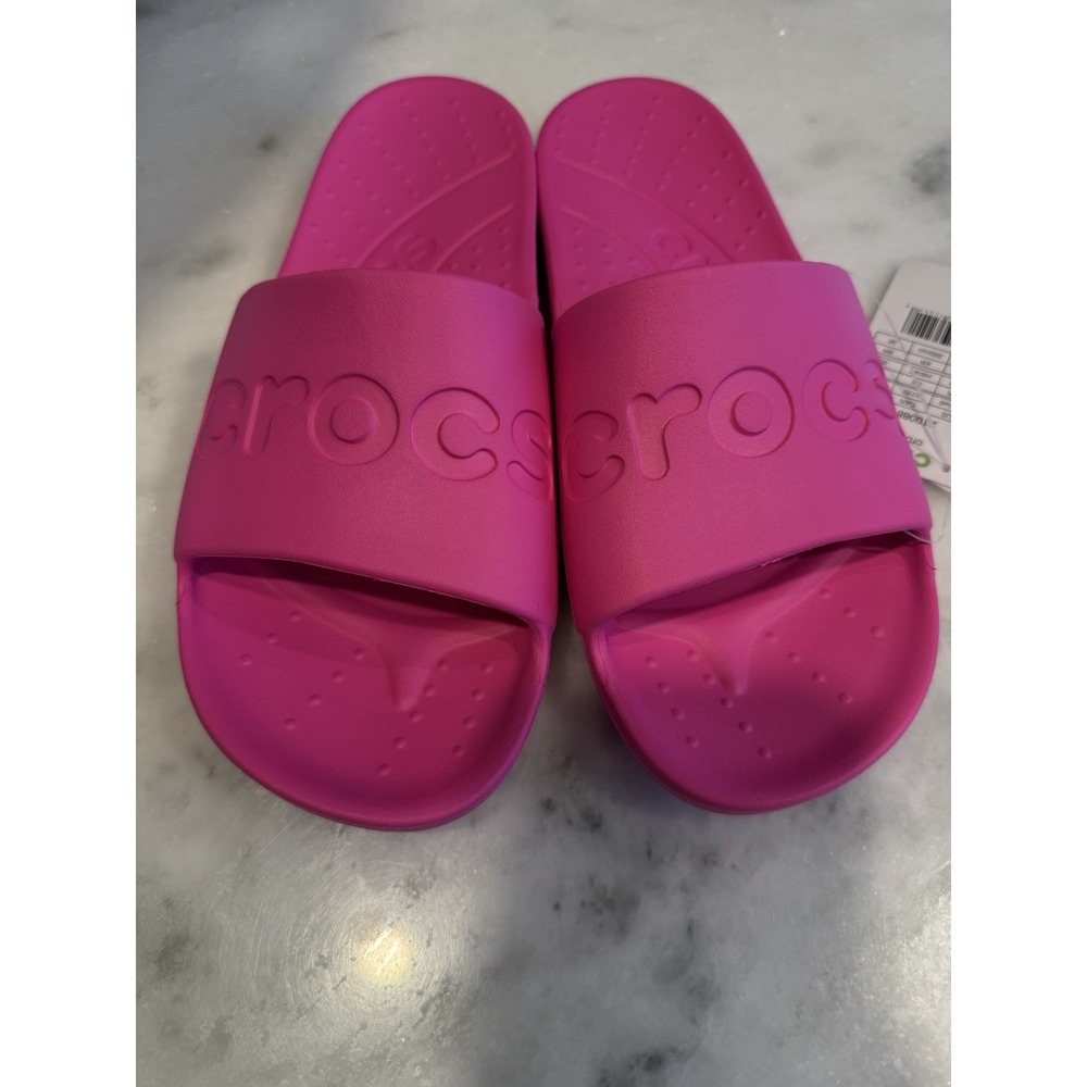 Crocs Slide Sandals Womens 9 Mens 7 Pink 210088-6TW Lightweight Comfort Slip On